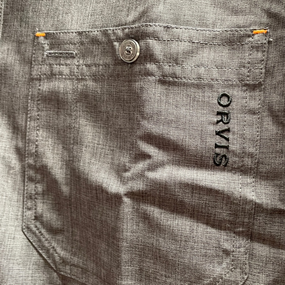 Orvis Gray Tech Button-Up Long Sleeve Work Shirt with UPF, Size L, Never Worn - Picture 3 of 4